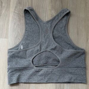 FP Movement by Free People Heather Gray Racerback Sports Bra with Back Cutout